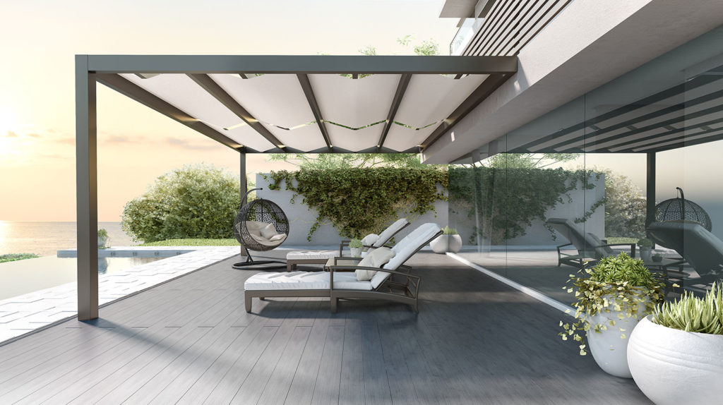 pergola alluminio con telo fisso